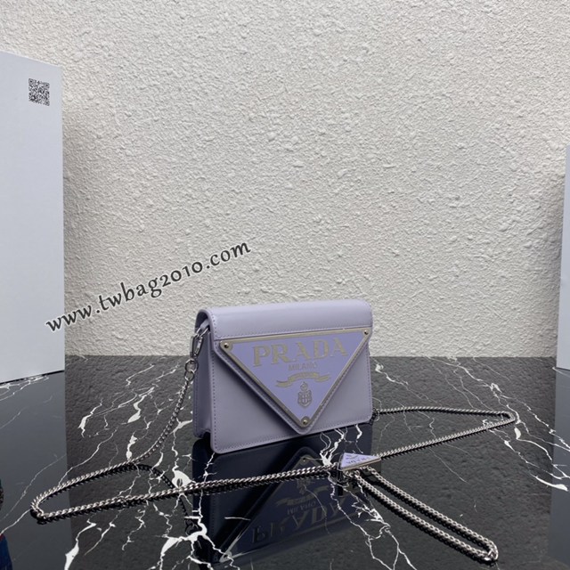 Prada專櫃新款大三角翻蓋鏈條小挎包 1BH189 普拉達頂級原單三角形徽標女包 csp1315
